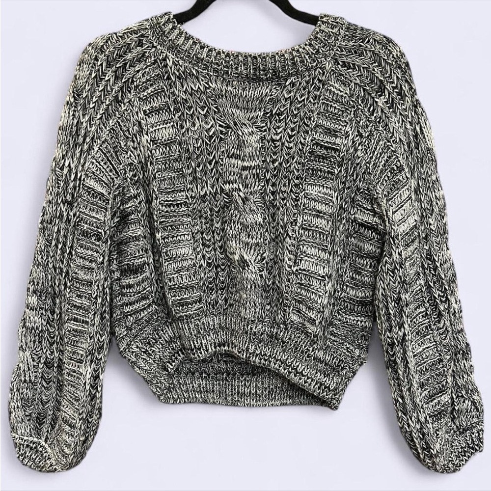 Black & White Cable Knit Women's Sweater
